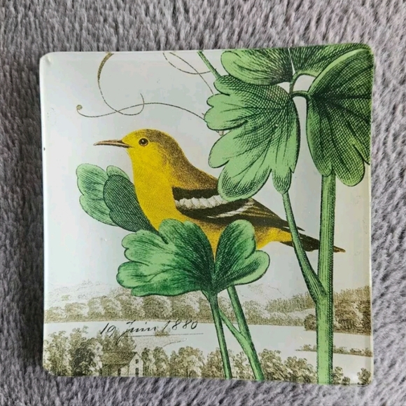 Glass Trinket Tray Bird  4.5” x 4.5” - Picture 3 of 8